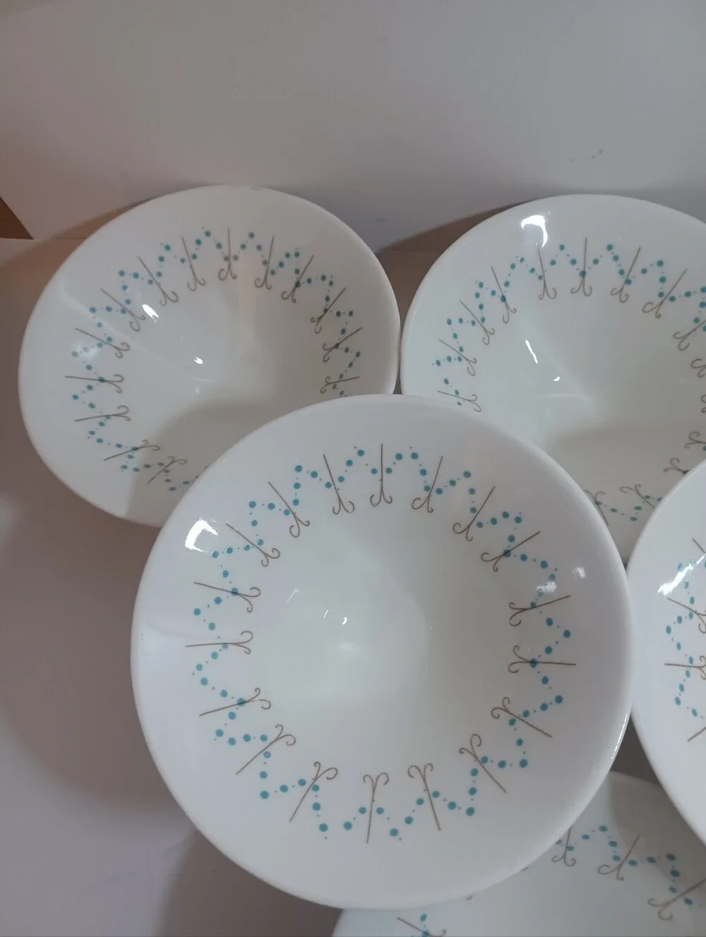 Impromptu Fine China 1950s Desert Bowls Atomic Pins And Beads Design Ben Seibel